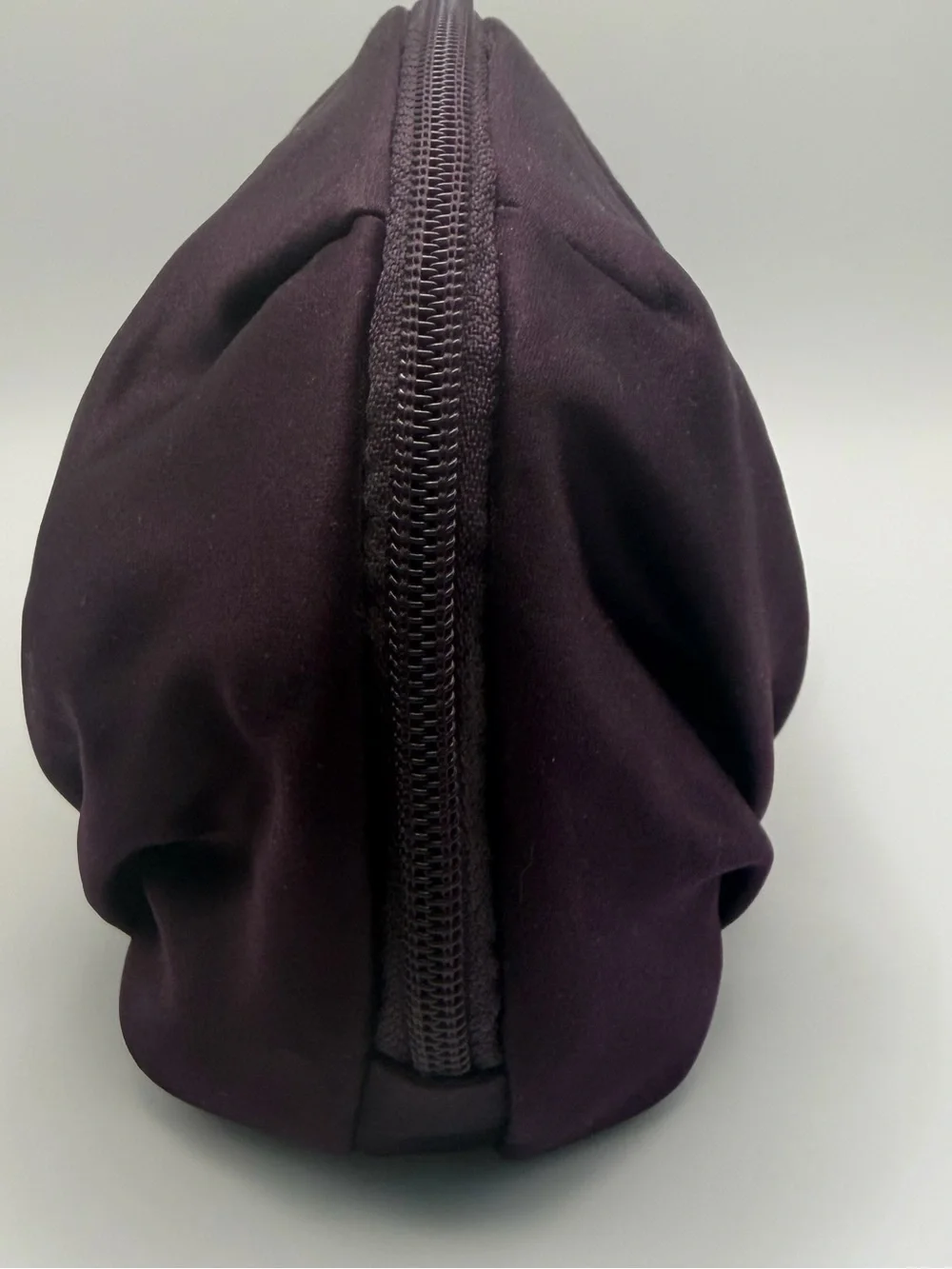 Lancome Plum Curved Satin Zip Pouch